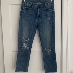 Mother Mid-Rise Dazzler Ankle Fray Jeans - Weekend Warrior Wash